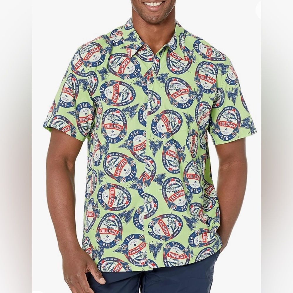 Columbia Men’s PFG Trollers Best MarlinVented Fishing Shirt Short Sleeve Size M